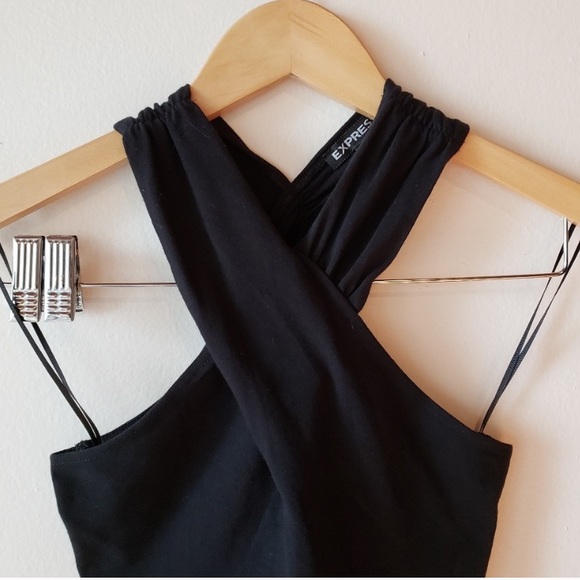 Express Tops - NWOT Express Black Cross Neck Halter Top